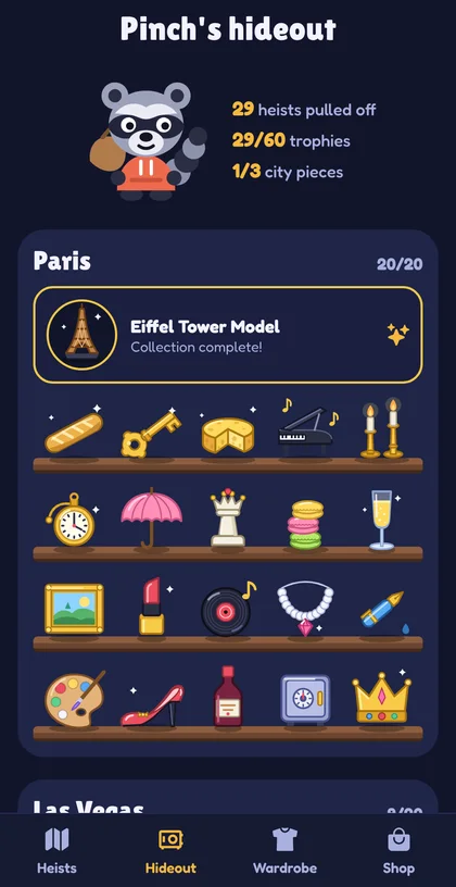 La planque et ses étagères de trophées