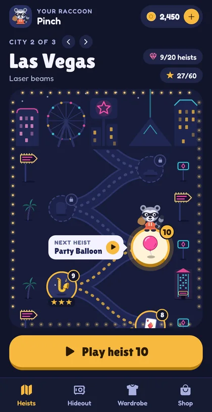 La carte des casses de Las Vegas
